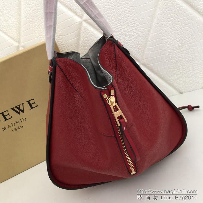LOEWE羅意威 最新爆款 羅家Hammock系列 荔枝皮拼色 百搭款 小牛皮手提肩背包 0164  jdl1098